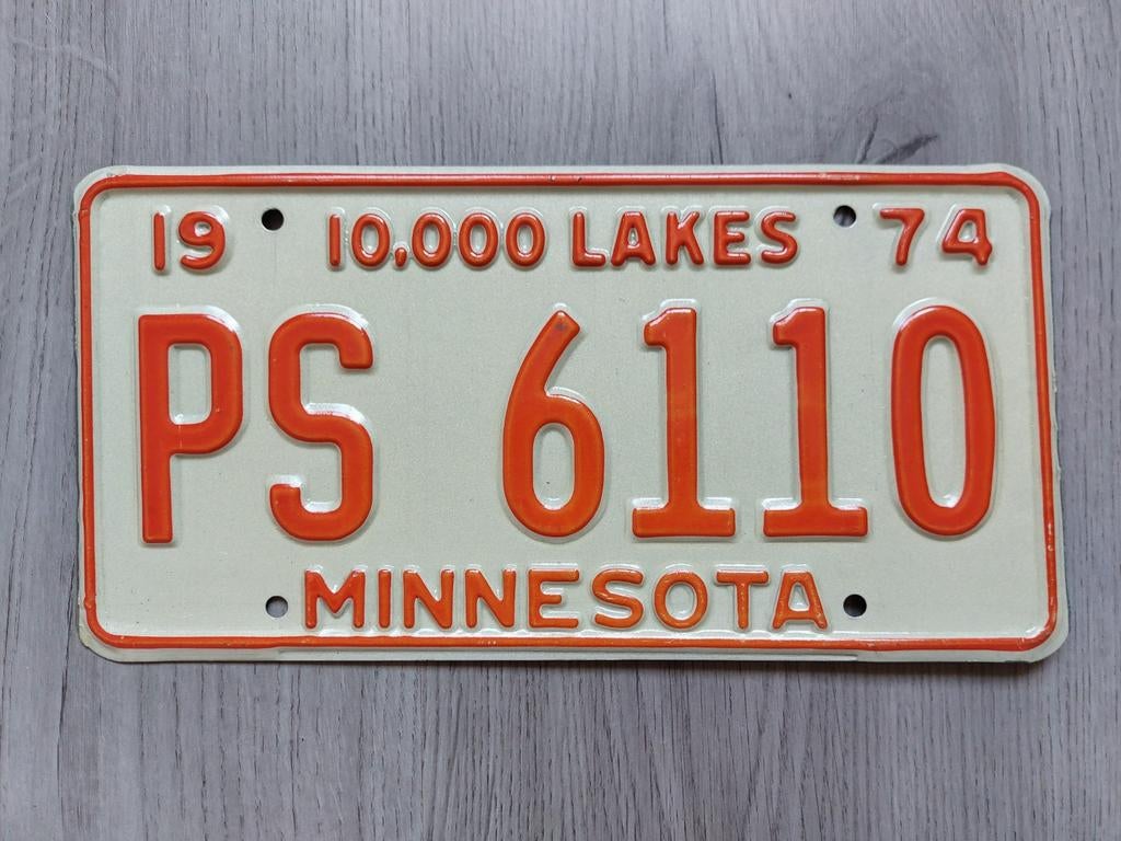 Kentekenplaat 1974 Minnesota USA Nummerplaat Nummerbord, Ophalen of Verzenden, Gebruikt, Auto's