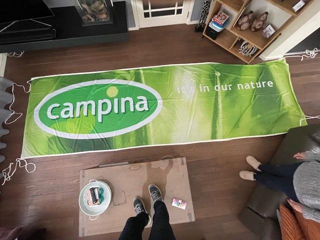 Origineel Campina reclame-spandoek – XXL formaat, Ophalen of Verzenden, Gebruikt