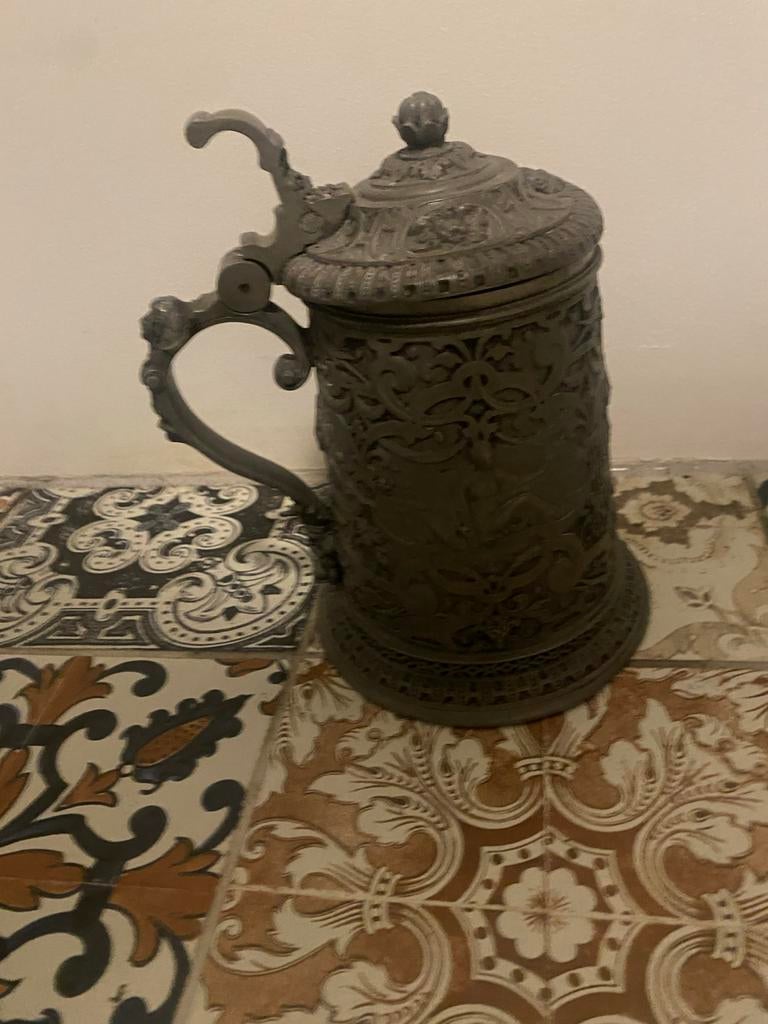 Oude Duitse Bierpul / Jachtbeker - Verzamelaarsobject, Antiek en Kunst, Antiek | Tin, Ophalen of Verzenden