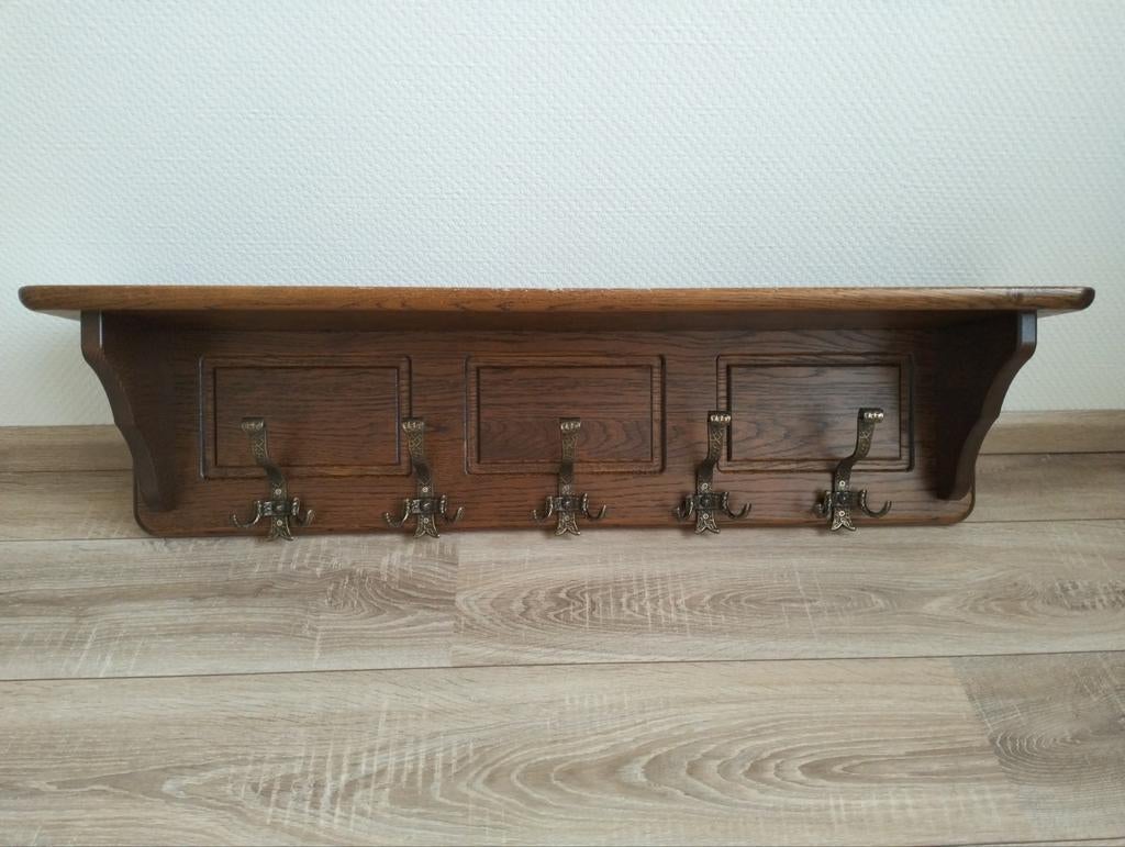 Donker eiken houten kapstok met 5 haken, Huis en Inrichting, Ophalen