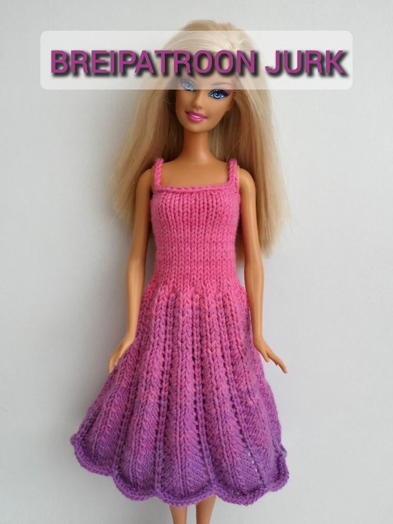 Breipatroon barbiekleertjes - jurk met ajourrok, Hobby en Vrije tijd, Breien en Haken, Ophalen, Nieuw, Breien, Patroon of Boek