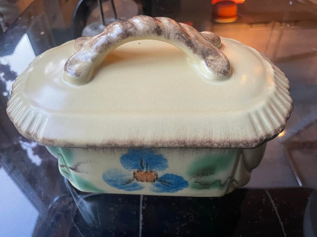 Art Deco Koekjespot met Bloemmotief, Antiek en Kunst, Antiek | Keramiek en Aardewerk, Ophalen of Verzenden