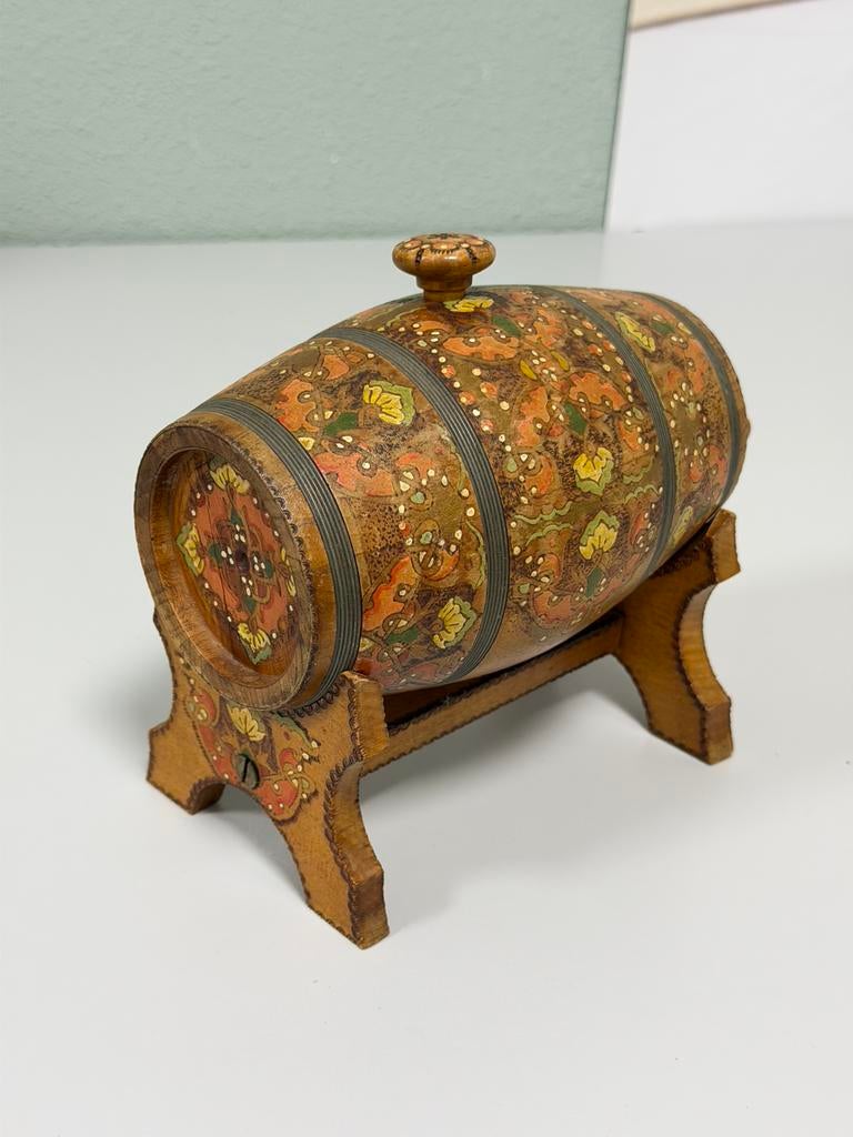 Antieke Houten Boterkarn Karnton Handbeschilderd antiek hout, Ophalen of Verzenden