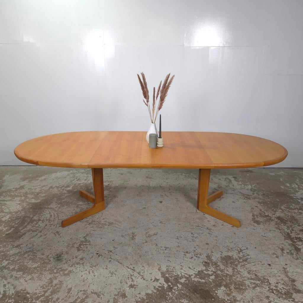 Vintage jaren 60 verlengbare ovale tafel 6 tot 10 persoons, Ophalen, Gebruikt, 100 tot 150 cm, Deens Design, licht eiken, glostrup, dyrlund