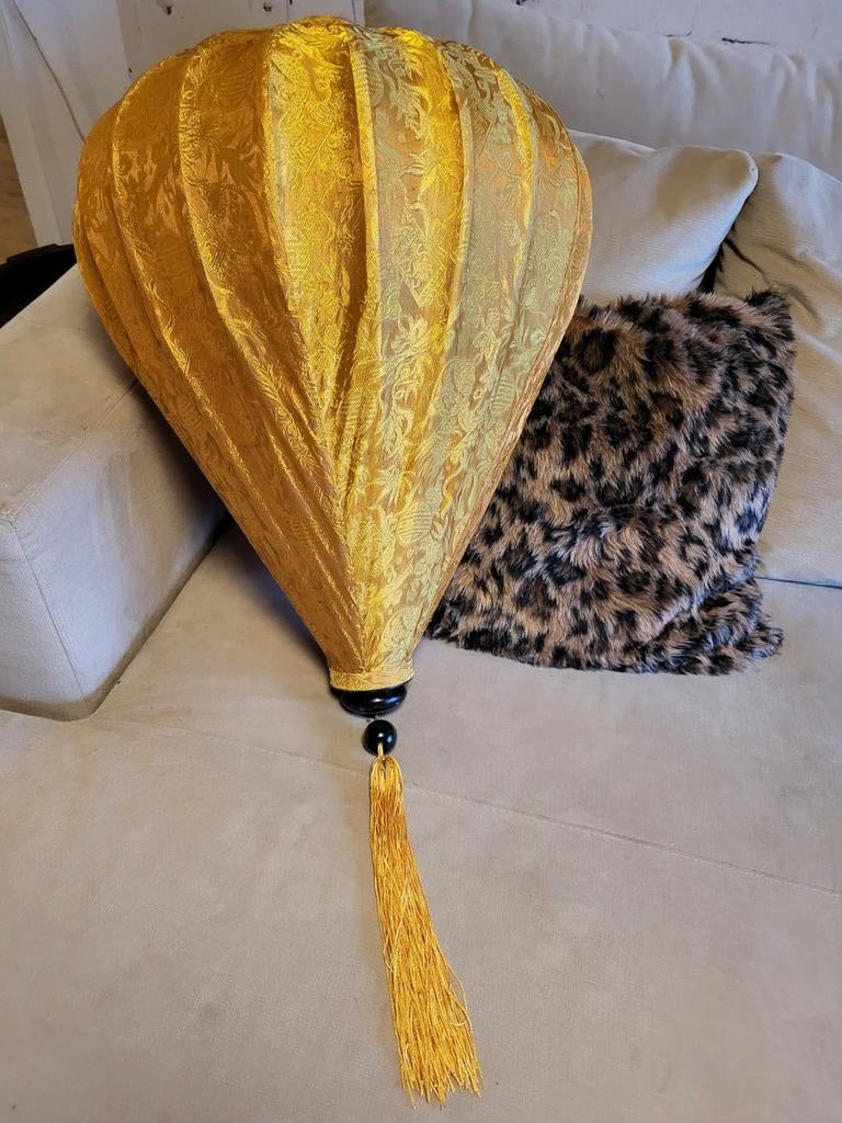 2x Chinese lampion okergeel - prachtige stof!, Ophalen, Zo goed als nieuw, Oosters, 75 cm of meer