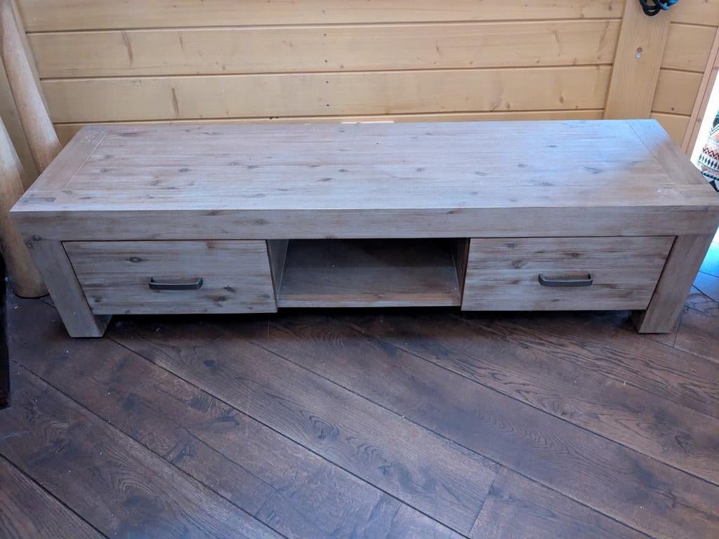 Massief houten TV meubel van Trendhopper, Ophalen, 100 tot 150 cm, Zo goed als nieuw, Minder dan 100 cm