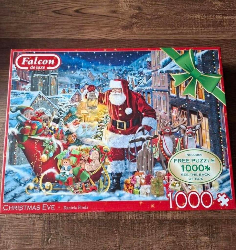 Falcon de Luxe Kerstpuzzel 2 x 1000 stukjes, Ophalen of Verzenden, 500 t/m 1500 stukjes, Zo goed als nieuw, Legpuzzel