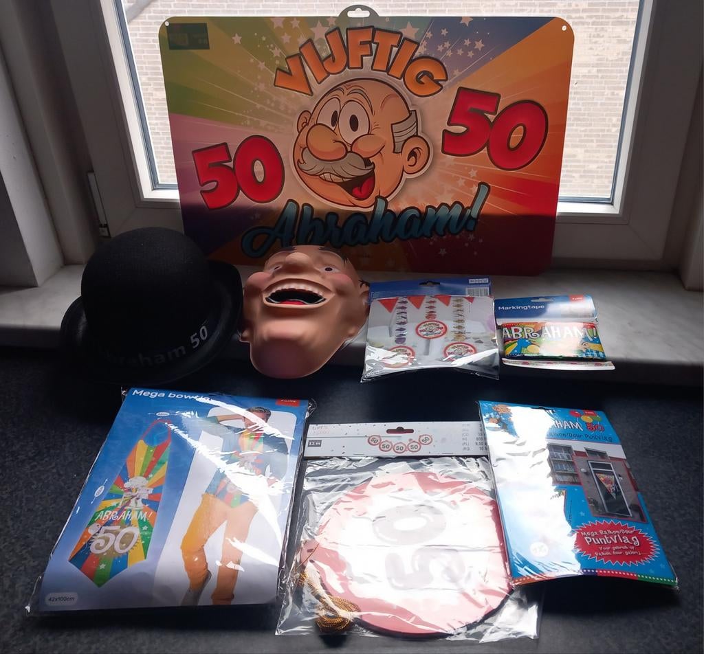 Abraham Pakket - Compleet Feestpakket voor 50e Verjaardag, Hobby en Vrije tijd, Feestartikelen, Ophalen, Nieuw, Feestartikel, Abraham of Sarah