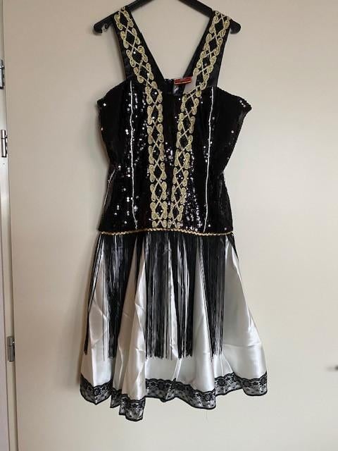 Carnaval Great Gatsby jurk zwart goud wit XL *NIEUW*, Carnaval, Maat 46/48 (XL) of groter, Nieuw, Ophalen of Verzenden