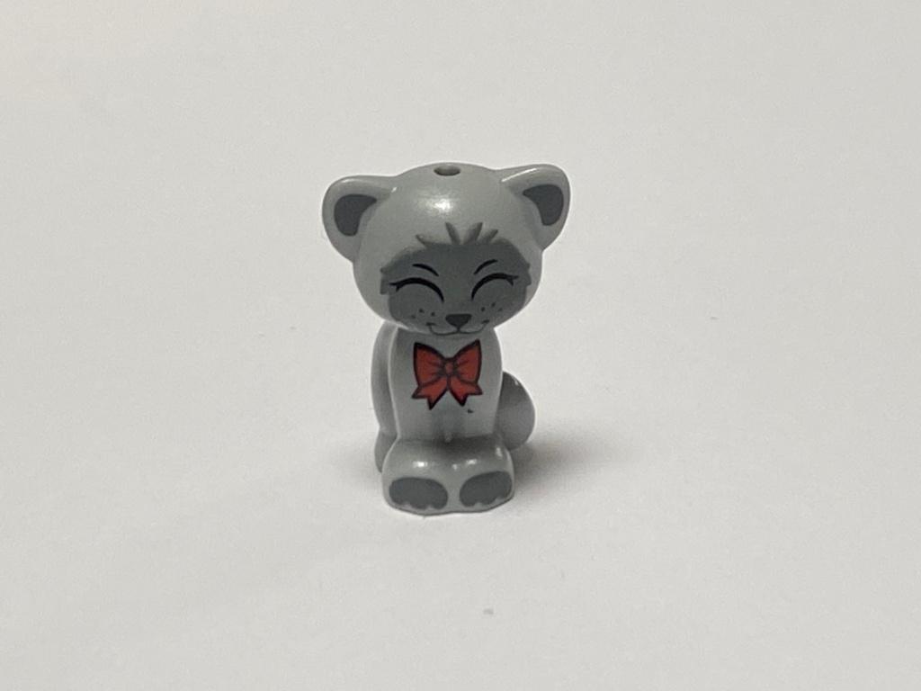 Lego licht grijze zittende kat / cat (Gertrude) rode strik, Ophalen of Verzenden, Nieuw, Losse stenen, Lego