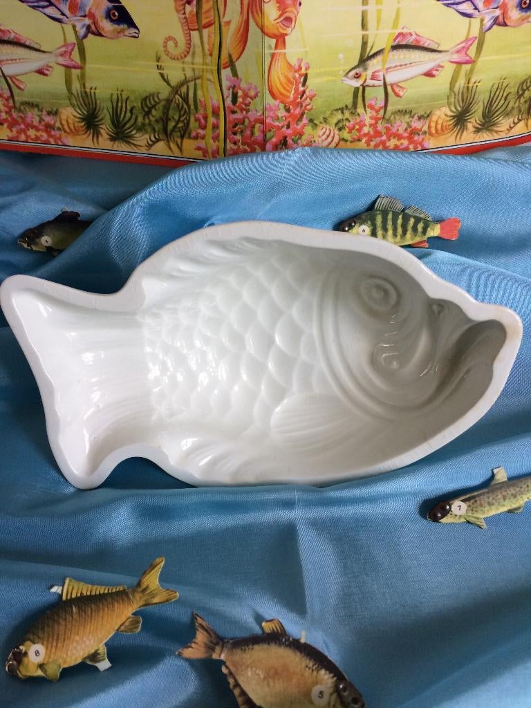 Brocante puddingvorm, vis, Petrus Regout Maastricht 1950, Ophalen of Verzenden