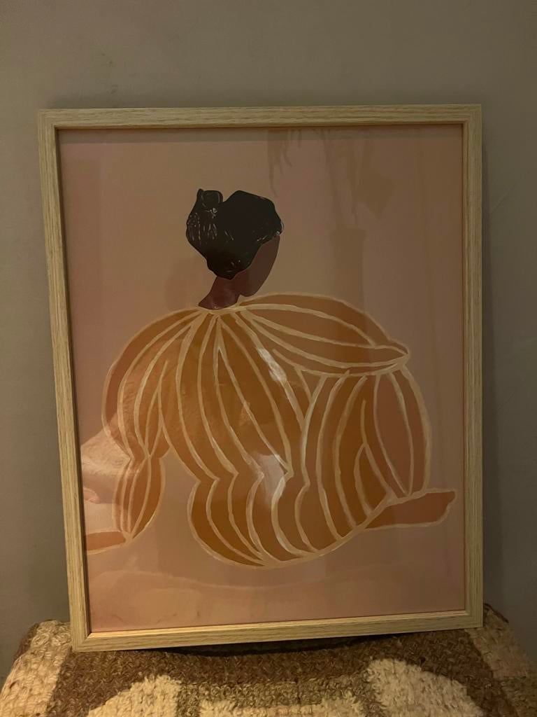 Abstracte Vrouwenfiguur Print in Lijst, Oorspronkelijke maker, Ophalen of Verzenden, Minder dan 50 cm, Print