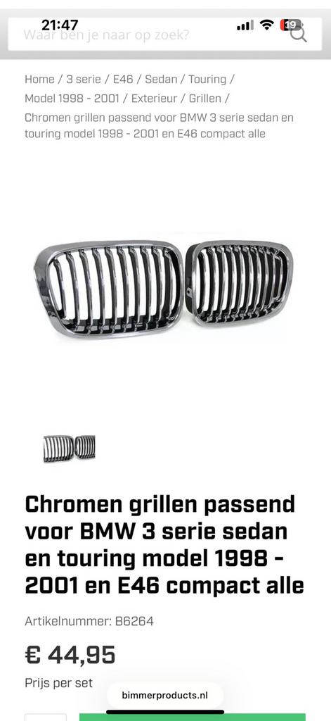 Gromen grillen bmw E46, Auto-onderdelen, Carrosserie en Plaatwerk, Gebruikt, Voor, Ophalen of Verzenden, BMW