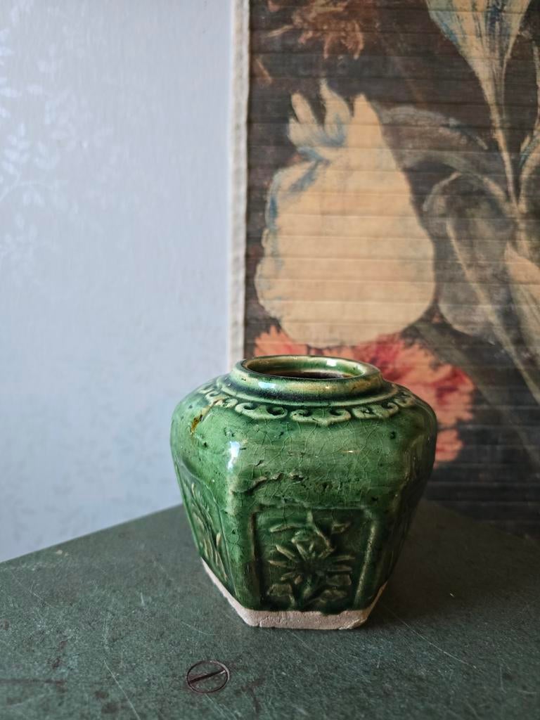 Oude gemberpot groen nr14, Ophalen of Verzenden