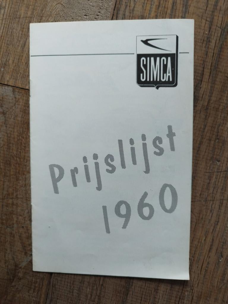 Simca prijslijst 1960 - 8 pagina's - Nederlands, Zo goed als nieuw, Overige merken, Simca, Ophalen of Verzenden