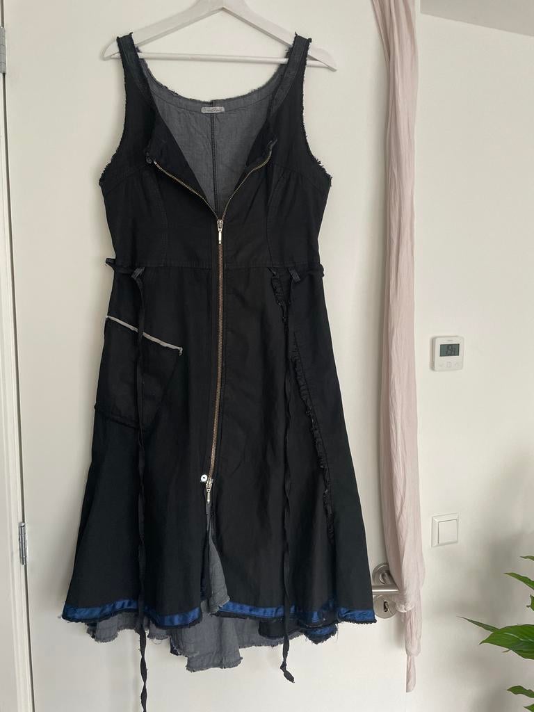 Trix en Rees - Zwarte katoenen Jurk - Maat L, Zwart, Maat 42/44 (L), Ophalen of Verzenden, Zo goed als nieuw