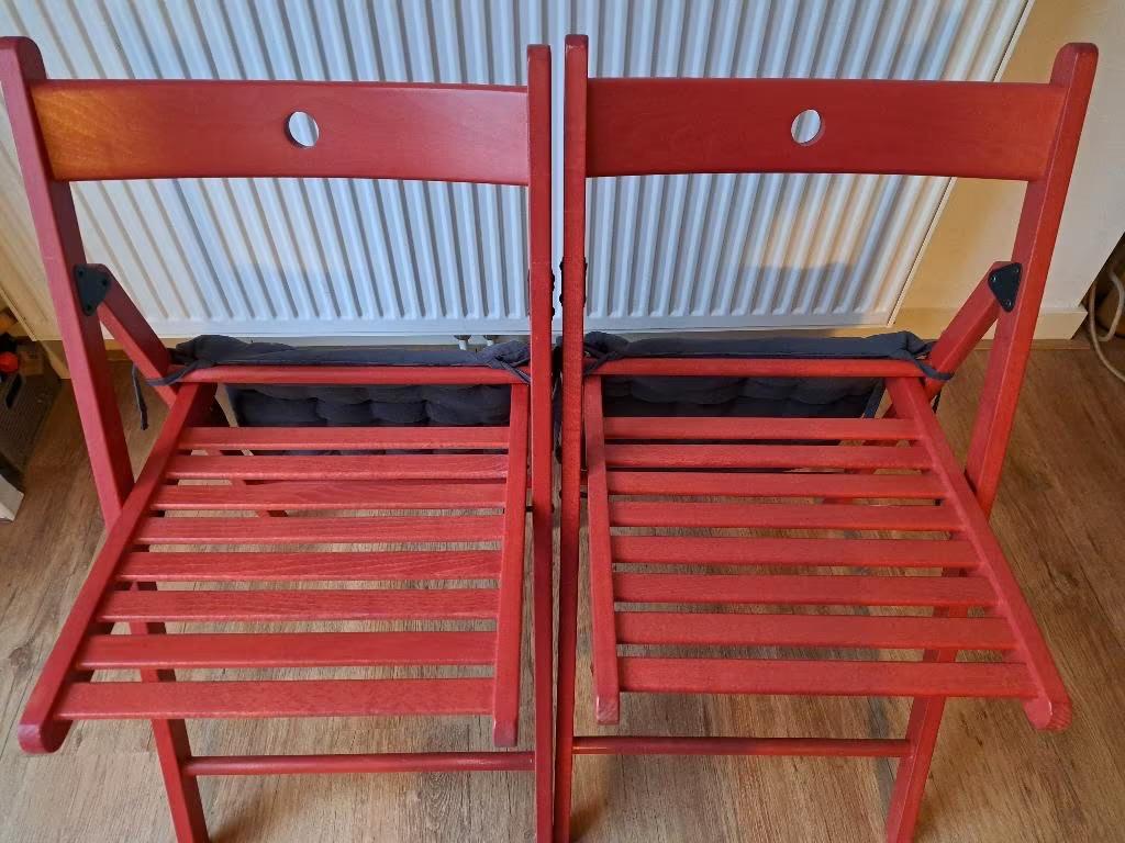 6 Rood/bruine klapstoelen - gebruikt, maar in goede staat, Ophalen, Gebruikt, Vijf, Zes of meer stoelen, Rood