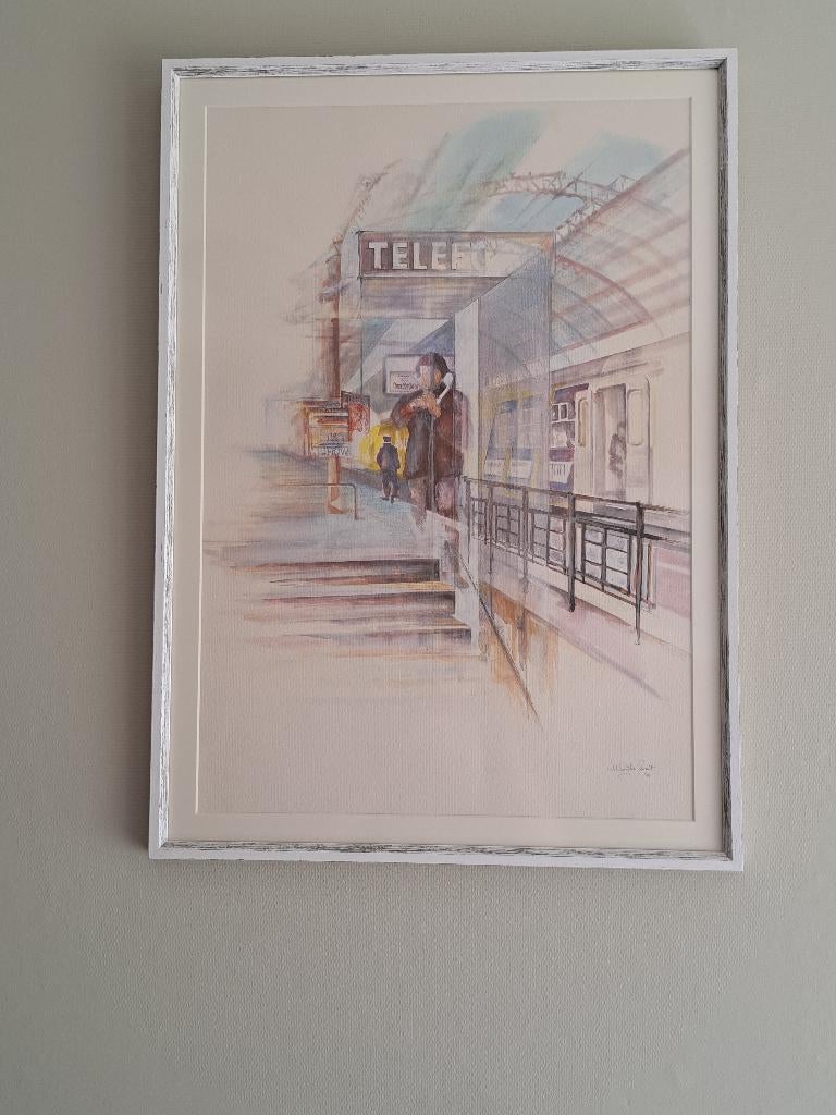 Aquarel Sloterdijk station van Marijke Zwart, Ophalen