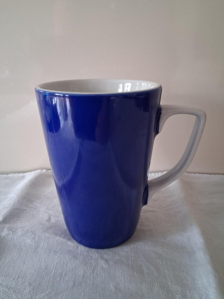 HEMA grote blauwe mok *eureka*, Ophalen of Verzenden, Zo goed als nieuw, Overige stijlen, Kop(pen) en/of Schotel(s)