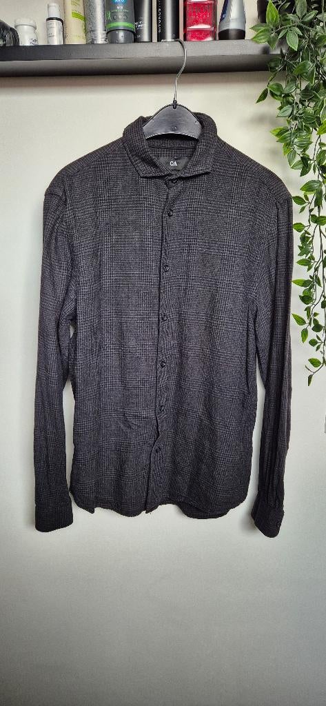 Donkergrijze heren blouse / overhemd | Maat S - Als Nieuw, Halswijdte 38 (S) of kleiner, Zo goed als nieuw, Grijs, C&A