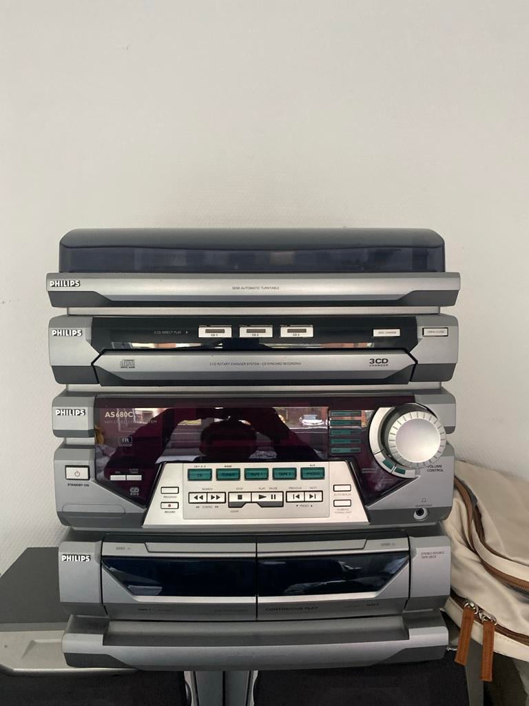 Philips stereo met platenspeler en radio, Ophalen, Philips, Cassettedeck, Losse componenten