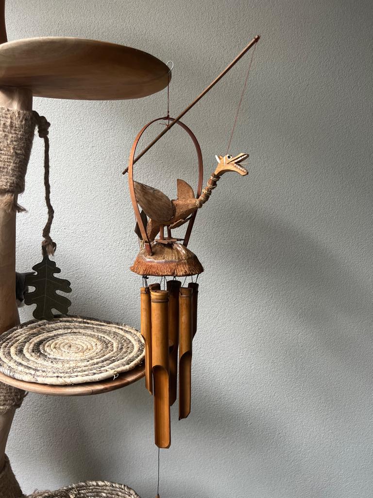 Bamboe windgong draak uit bali indonesie, Verburgt Vintage, Nieuw, Ophalen of Verzenden, https://verburgtvintage.nl/#contact
