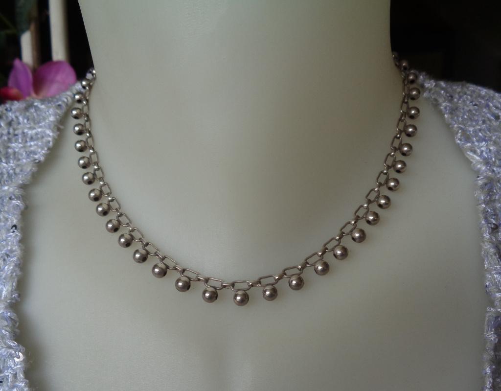 zilveren ketting met bollen [1105], Sieraden, Tassen en Uiterlijk, Kettingen, Zo goed als nieuw, Zilver, Zilver, Verzenden