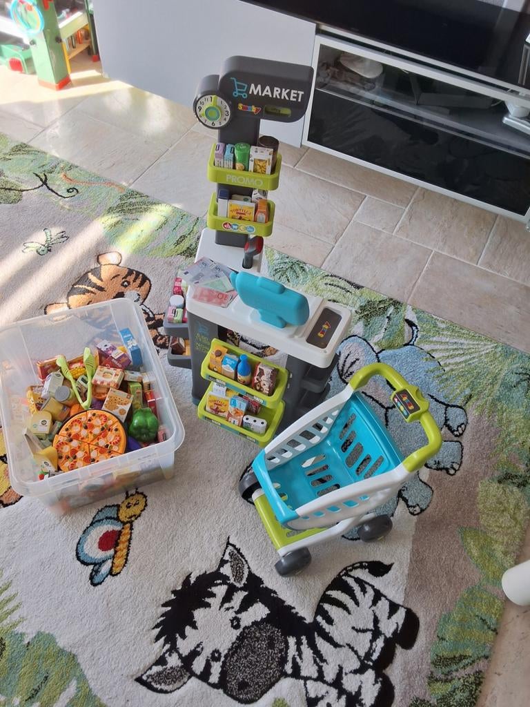 Smoby Supermarkt met winkelwagen en veel extra producten, Ophalen, Gebruikt, Jongen of Meisje