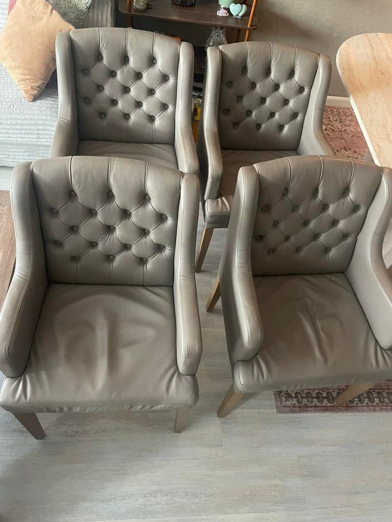 4 leren eethoek stoelen, Huis en Inrichting, Fauteuils, Gebruikt, Minder dan 75 cm, Leer, Ophalen of Verzenden