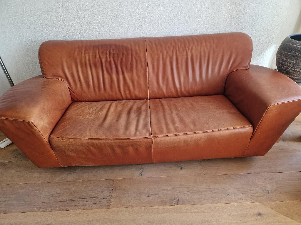 Leren Bank en stoel, Ophalen, Gebruikt, 150 tot 200 cm, Tweepersoons