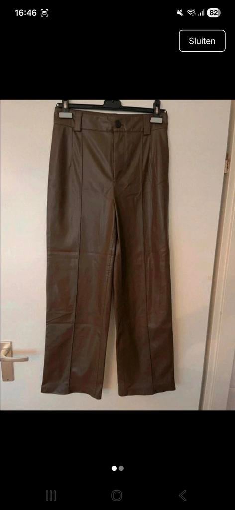 Zara bruine leren broek maat S, Ophalen of Verzenden, Zo goed als nieuw, Bruin, Lang