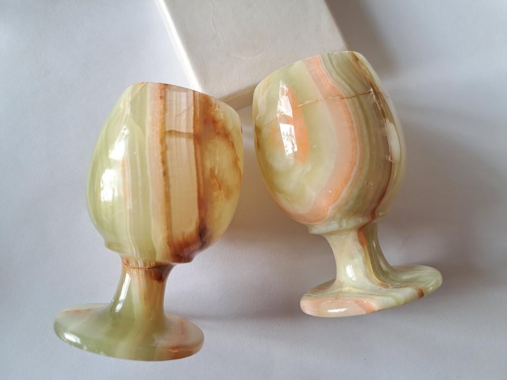 Onyx bekers glazen vintage, Verzenden, Zwart