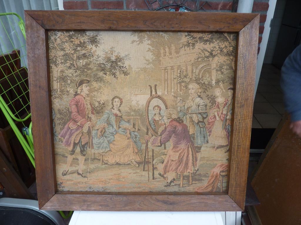 antiek wandkleed in oude lijst, Ophalen of Verzenden