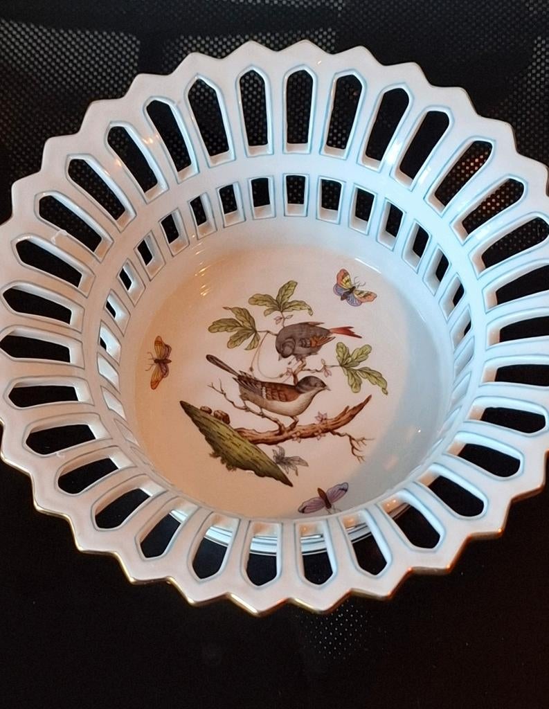 Prachtige Herend Rothschild opengewerkte porselein mand., Ophalen of Verzenden