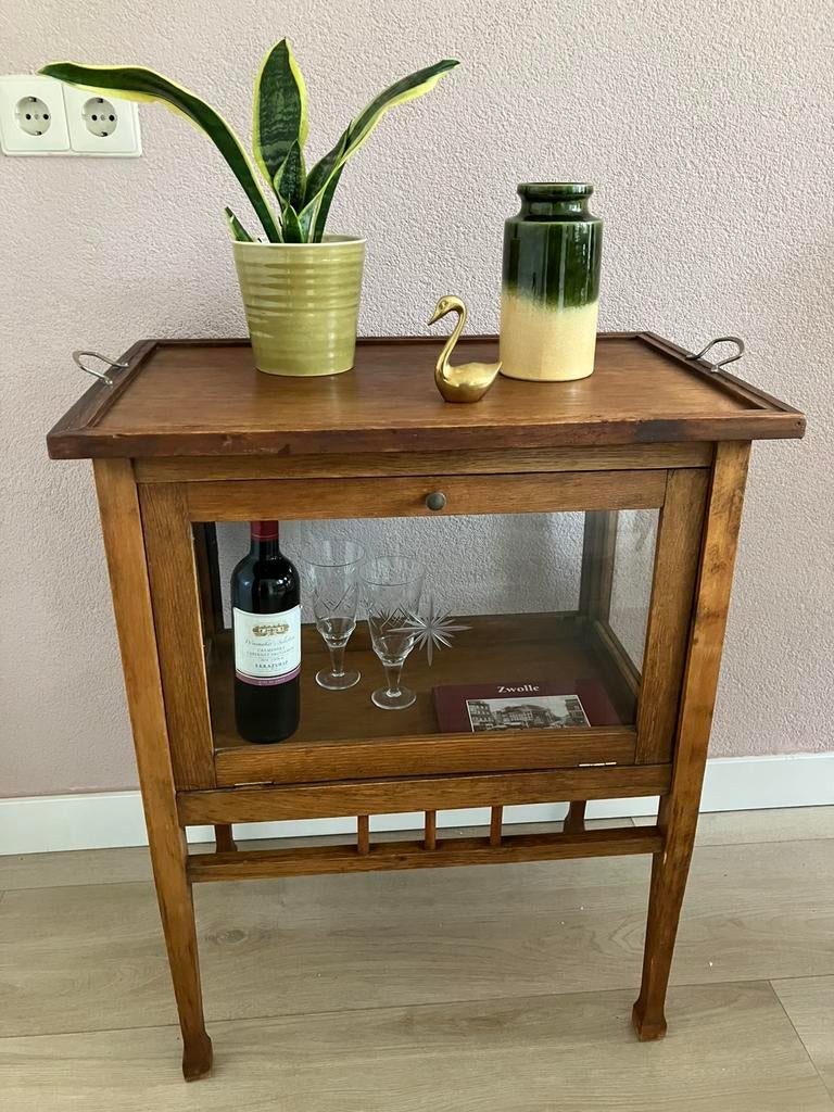 Theekastje, Ophalen, Minder dan 55 cm, Rechthoekig, Glas