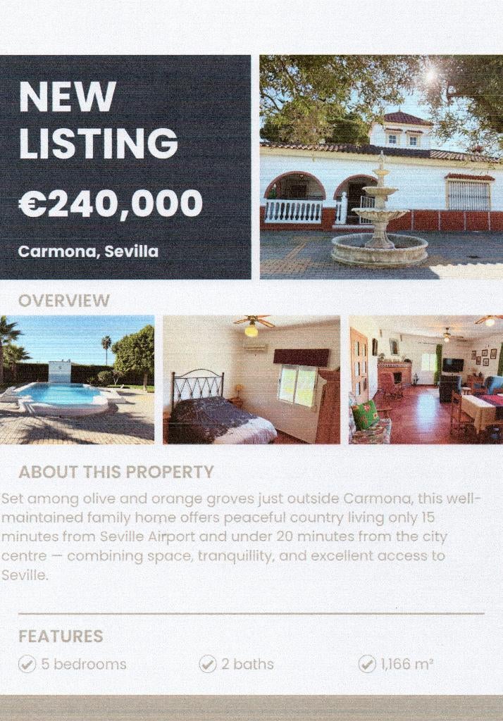 Woning Sevilla Spanje, Huizen en Kamers, 220 m², Spanje, 5 kamers, Woonhuis