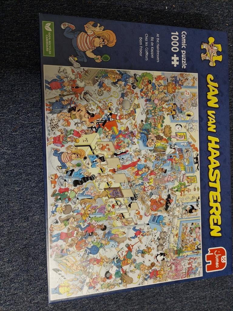 Jan van Haasteren puzzel 1000 stukjes Bij de kapper, Ophalen of Verzenden, Meer dan 50 stukjes, Zo goed als nieuw, 6 jaar of ouder