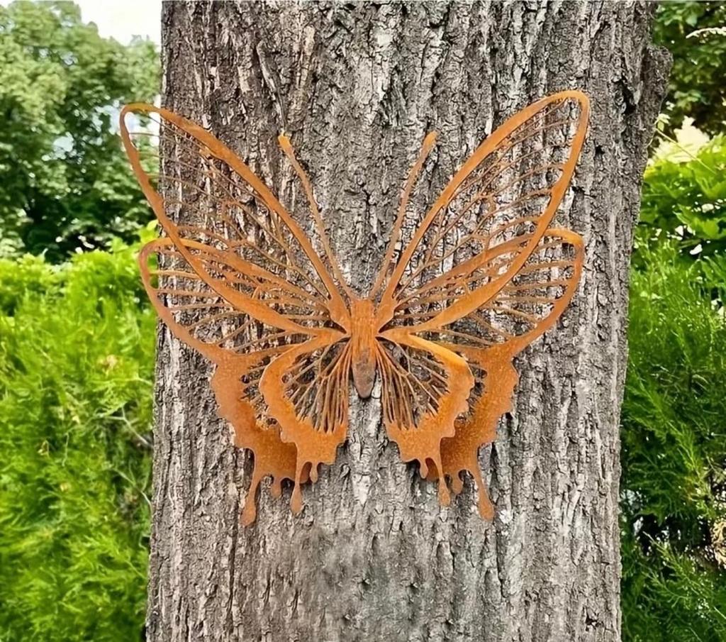 Roestige metalen vlinder 3D, Tuin en Terras, Ophalen of Verzenden, Nieuw