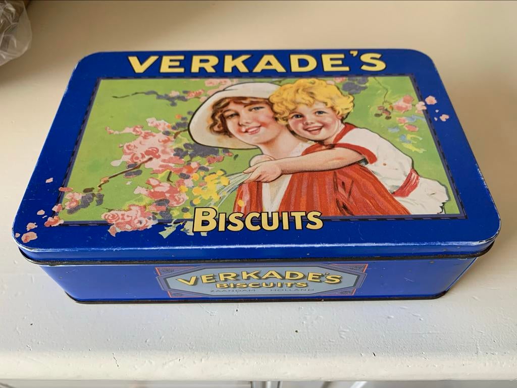 Vintage Verkade blik, Ophalen of Verzenden, Gebruikt, Koek(jes), Verkade