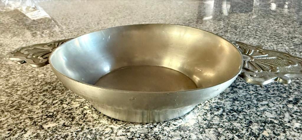 Decoratieve tinnen schaal - 94% tin, Ophalen of Verzenden
