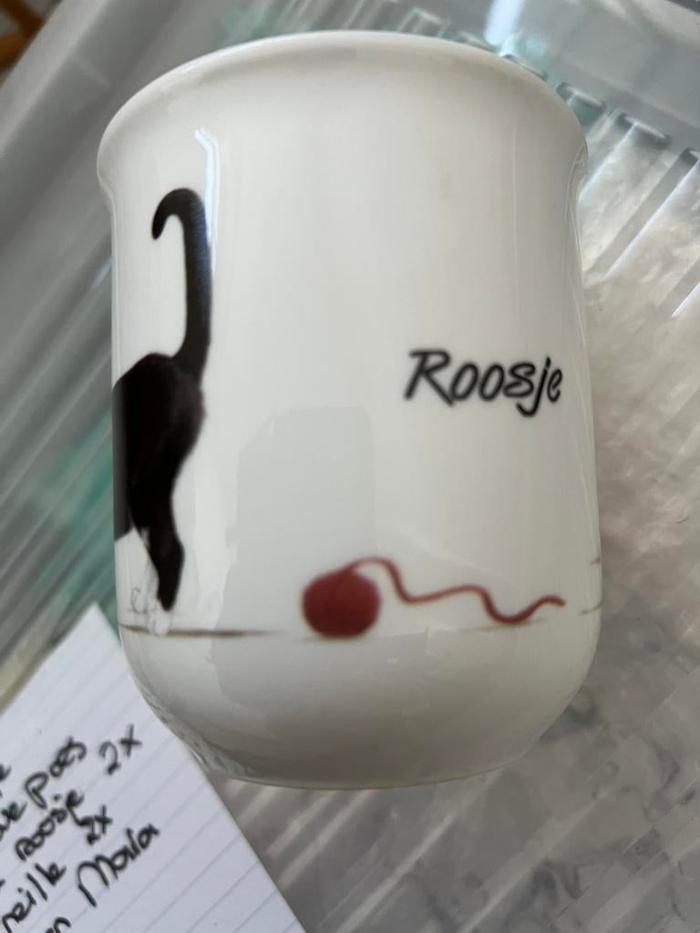 Mok Franciens katten “Roosje”, Keramiek, Ophalen of Verzenden, Zo goed als nieuw, Overige stijlen