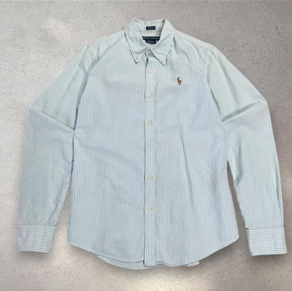 Mintgroene/lichtblauwe gestreepte blouse – Polo Ralph Lauren, Wit, Ophalen of Verzenden, Zo goed als nieuw, Ralph Lauren