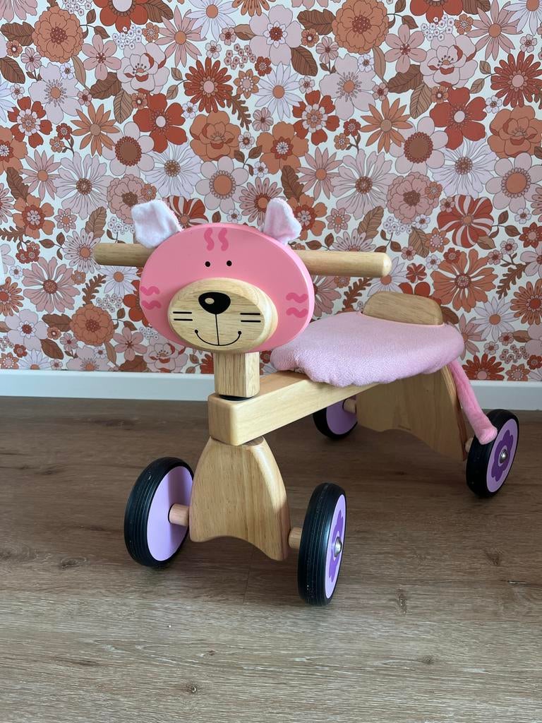 Leuke roze loopfiets in de vorm van een poes, Kinderen en Baby's, Speelgoed | Buiten | Voertuigen en Loopfietsen, Ophalen, Zo goed als nieuw