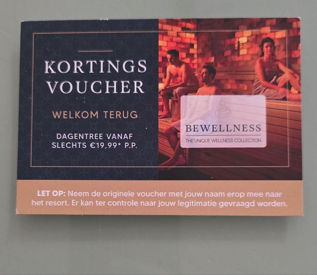 2 kortingscodes (2 pers) Dagentree Welness, Tickets en Kaartjes, Kortingen en Cadeaubonnen, Twee personen, Cadeaubon