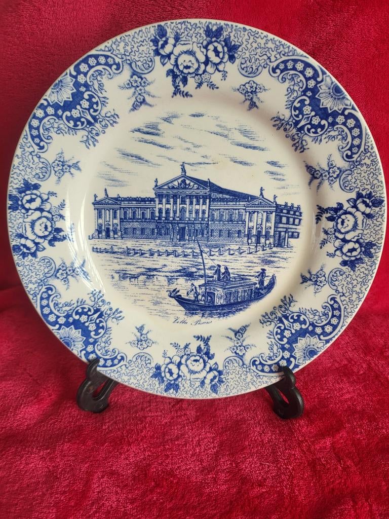 Blauw wit bord Villa Pisani Venetië 24 cm, Ophalen