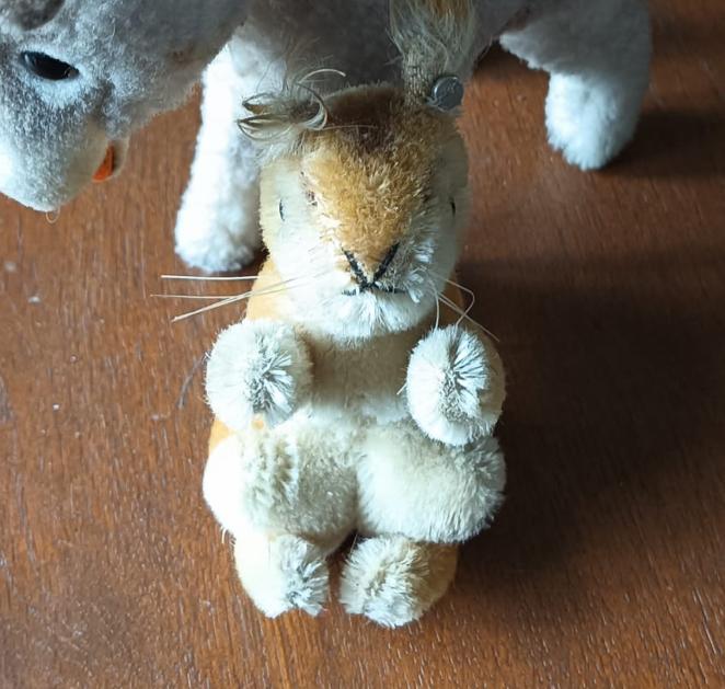 Antiek Steiff pluche konijn met knopje in oor, Antiek en Kunst, Ophalen of Verzenden
