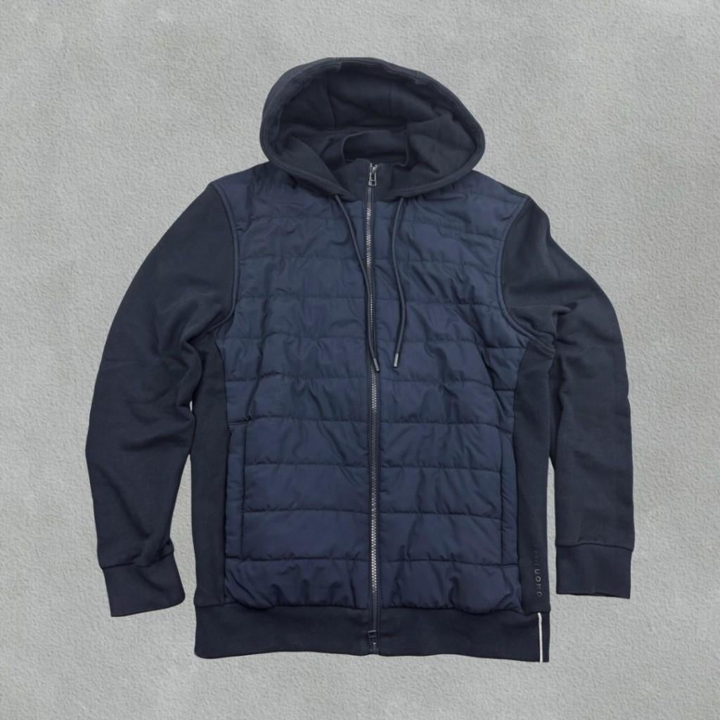 (1093) Marineblauwe Profuomo gewatteerde jas - M - Zeer goed, Ophalen of Verzenden, Maat 48/50 (M), Blauw, Profuomo