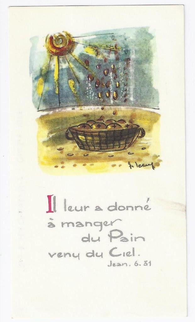 Bp275 prentje manna het hemelbrood, Verzenden, Zo goed als nieuw, Kaart of Prent