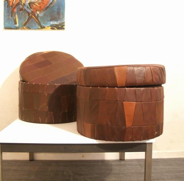 Vintage seventies poef met opbergruimte atrb. De Sede, Minder dan 50 cm, Gebruikt, -, -