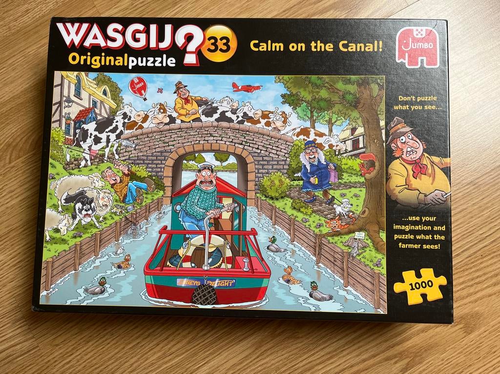 Wasgij Original 33: Calm on the Canal! 1000 stukjes, Hobby en Vrije tijd, Denksport en Puzzels, Zo goed als nieuw, Legpuzzel, 500 t/m 1500 stukjes